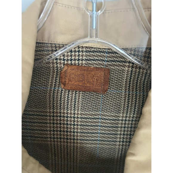 POL Tan Plaid Colorblock Cropped Shacket Mixed Media Button Front Jacket Small - Picture 6 of 7